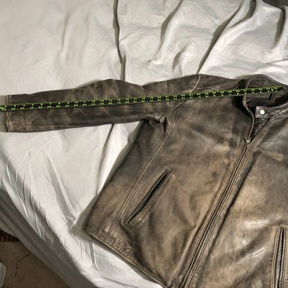 Marc New York Mens Mens Moto Leather Jaket Size XL Full Zip Biker Quilted Brown - Picture 12 of 16